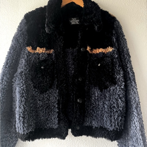 Paula Lishman Black & Blue Knit Fur Jacket - Picture 2 of 6